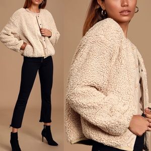🆕 Moon River Cream Snap Front Sherpa Jacket